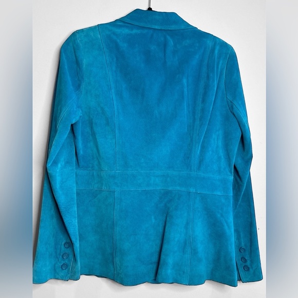 Liz Clairborne blue faux suede velour blazer, size M. - Picture 4 of 6